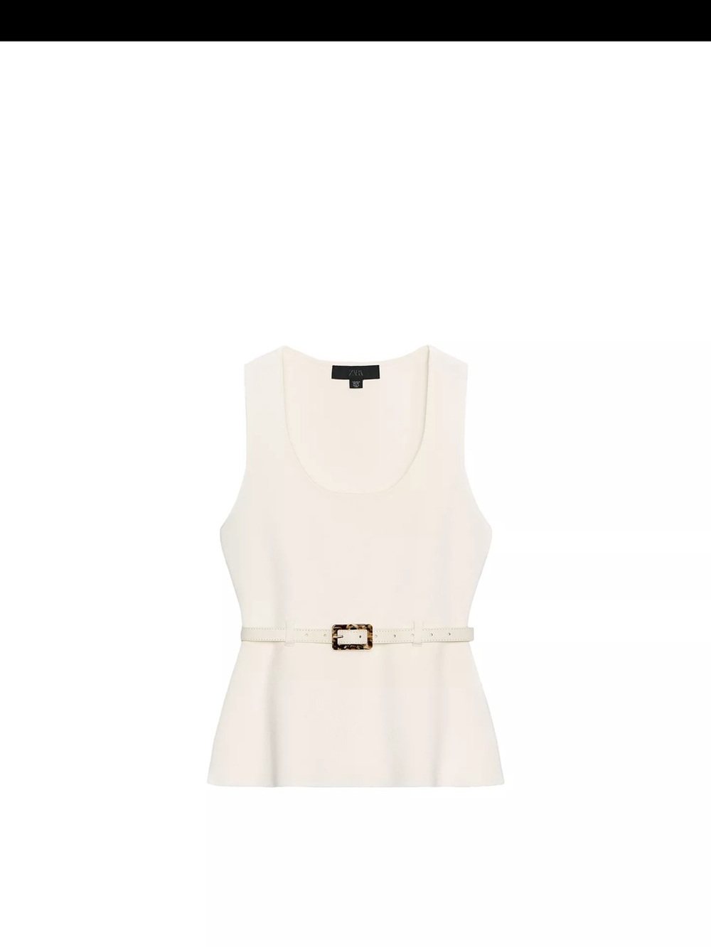 Zara Cream Sleeveless Peplum Tank with Belt